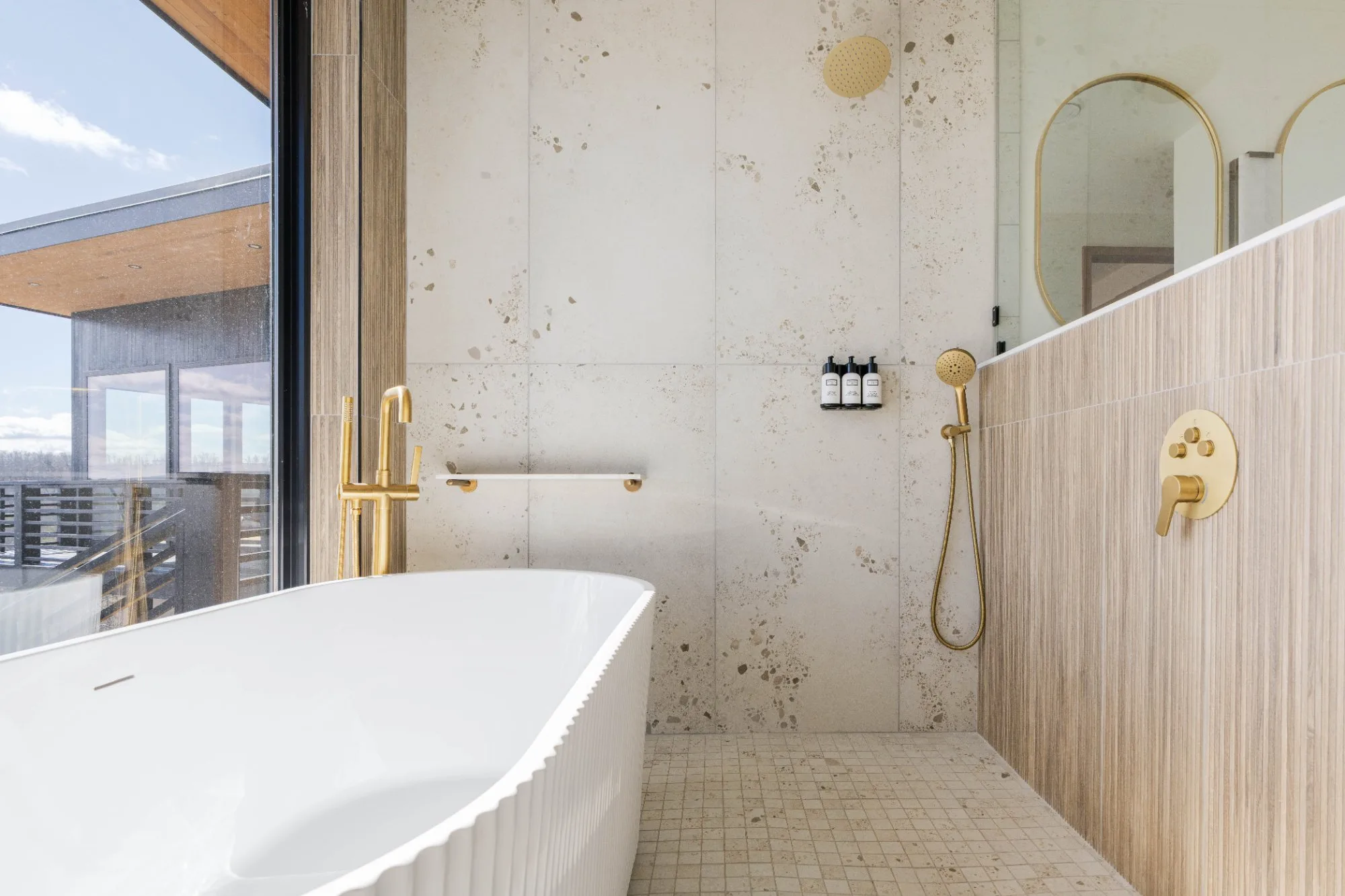 Freestanding soaker tub with valley view at Jackson Point