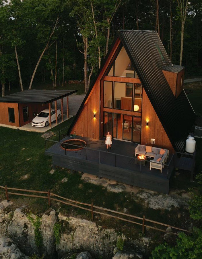 The A-Frame at dusk